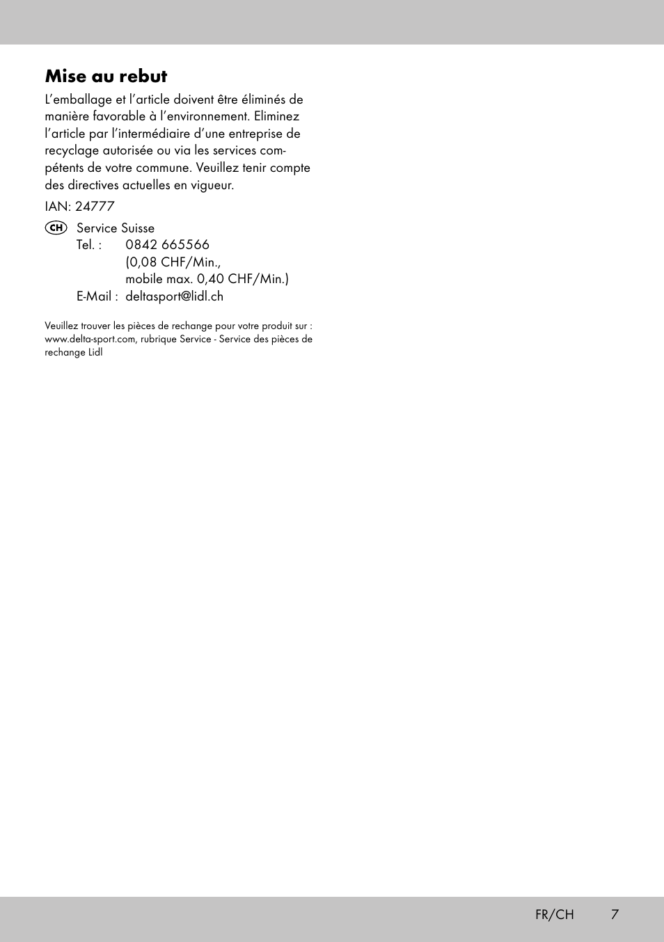Mise au rebut | Melinera HL-1858 User Manual | Page 7 / 16