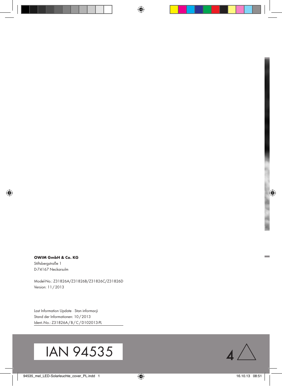 Melinera Z31826A/Z31826B/Z31826C/Z31826D User Manual | Page 17 / 17
