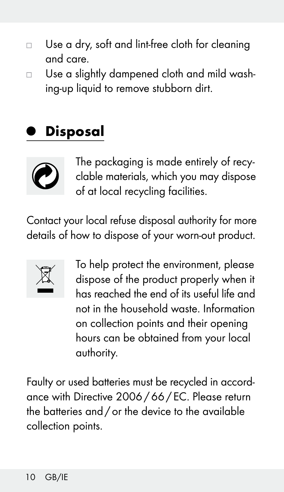 Disposal | Melinera Z31959 User Manual | Page 10 / 13