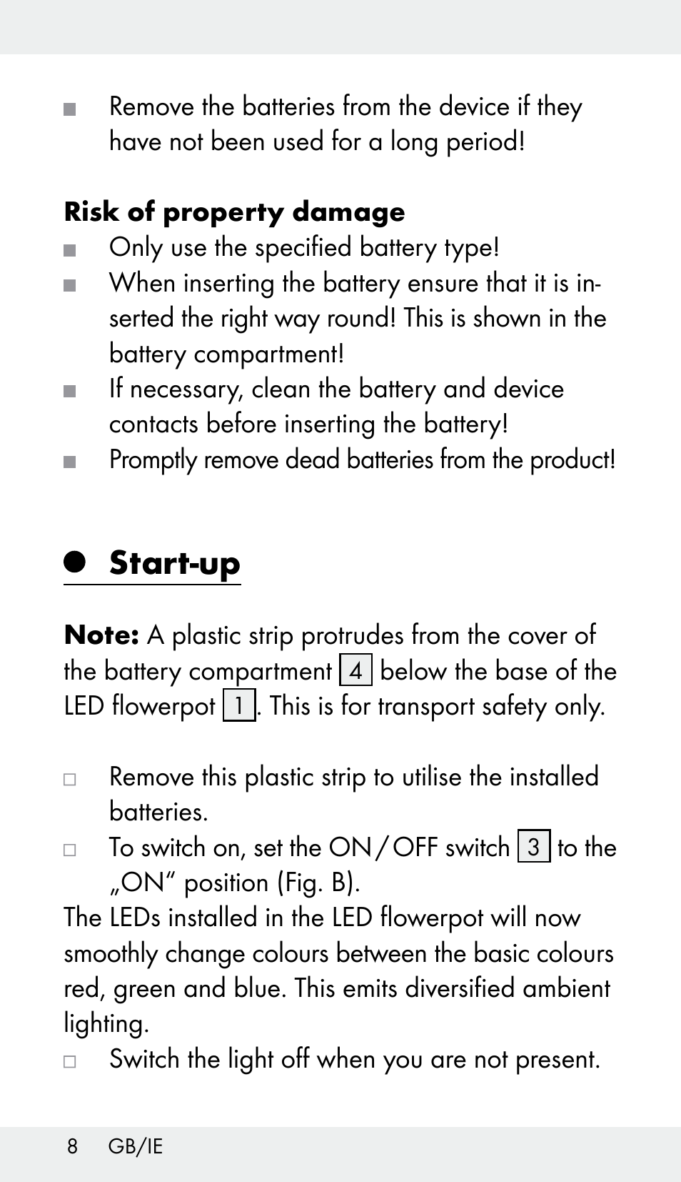 Start-up | Melinera Z31959 User Manual | Page 8 / 13