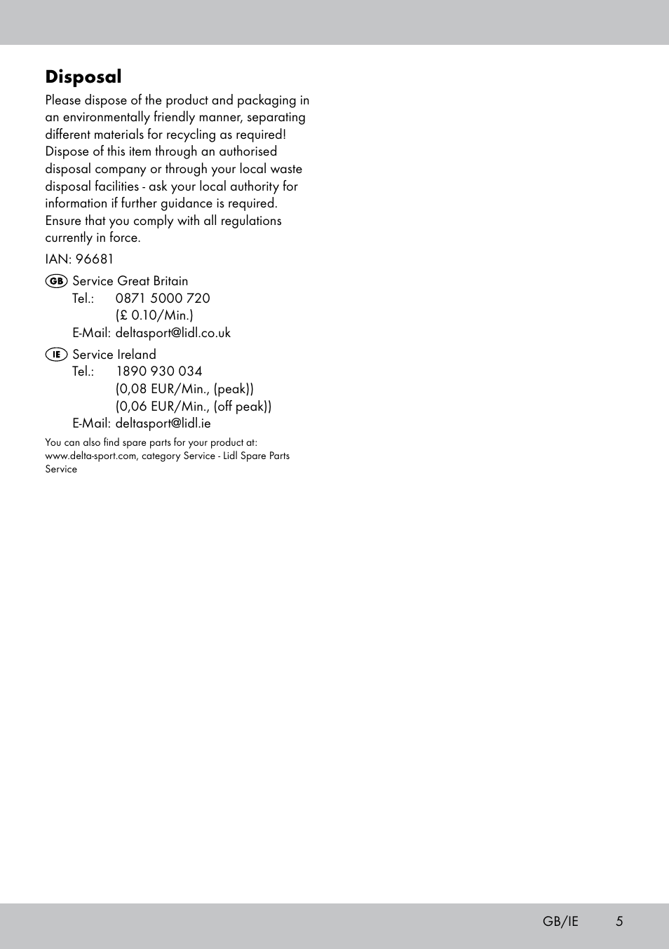 Disposal | Melinera BL-1831 User Manual | Page 5 / 20
