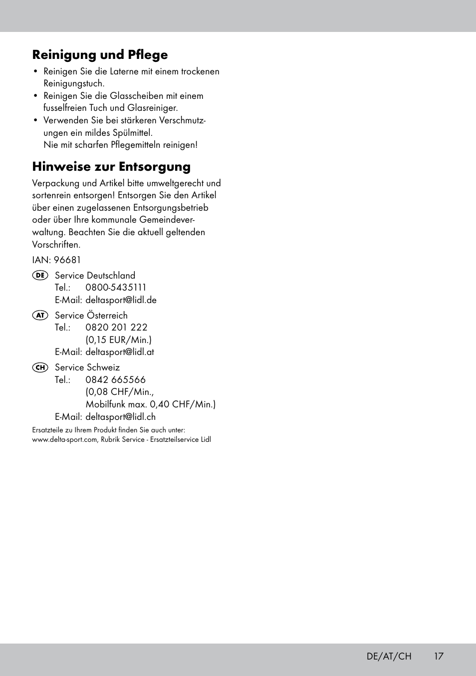 Reinigung und pflege, Hinweise zur entsorgung | Melinera BL-1834 User Manual | Page 17 / 20