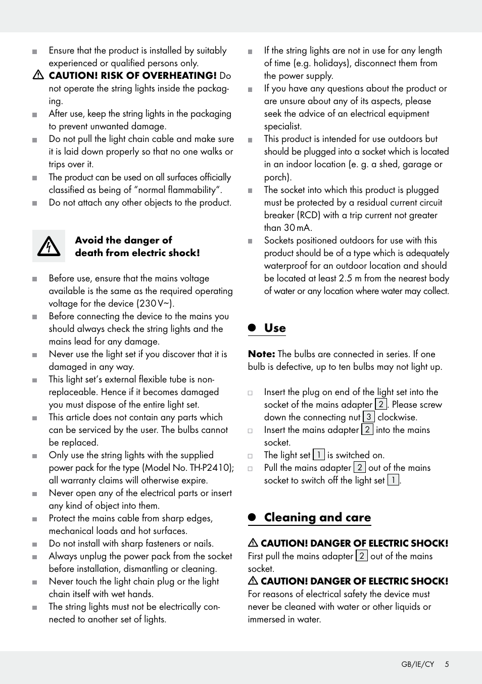 Cleaning and care | Melinera Z30251-BS User Manual | Page 5 / 10