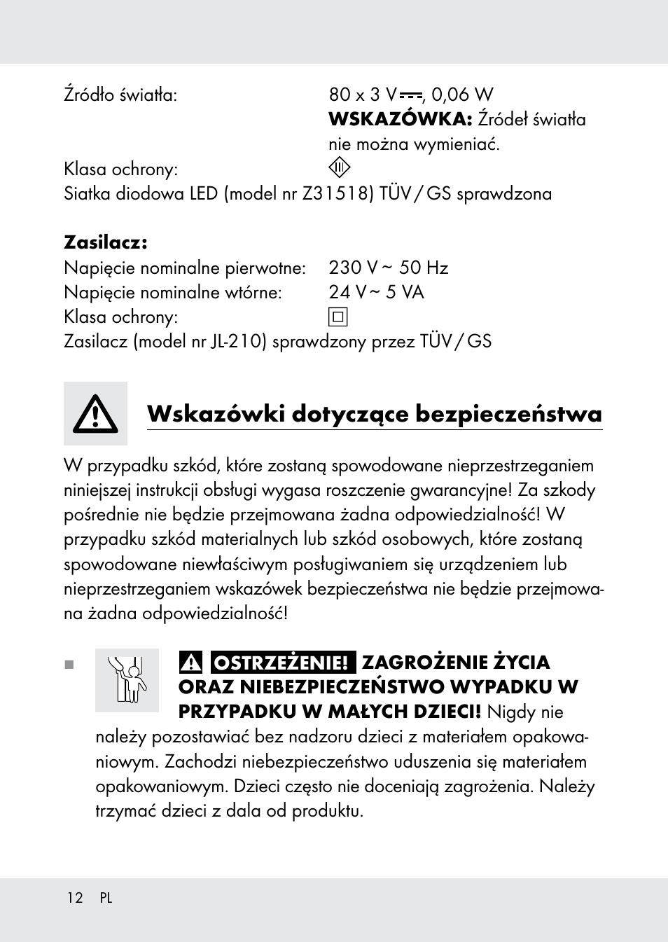 Wskazówki dotyczące bezpieczeństwa | Melinera Z31518-BS User Manual | Page 12 / 51
