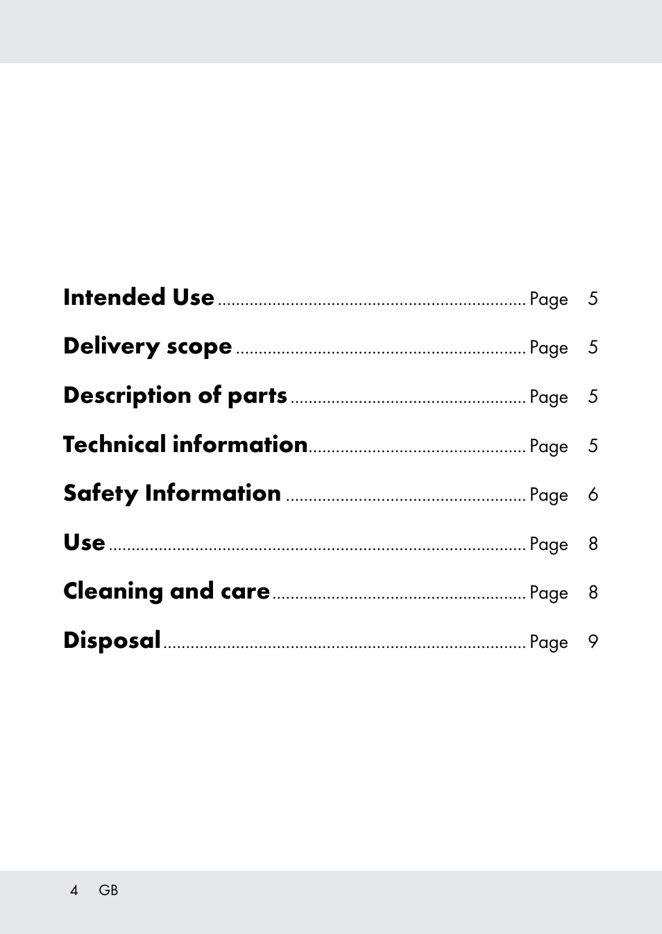 Intended use, Delivery scope, Description of parts | Technical information, Safety information, Cleaning and care, Disposal | Melinera Z31518-BS User Manual | Page 4 / 51