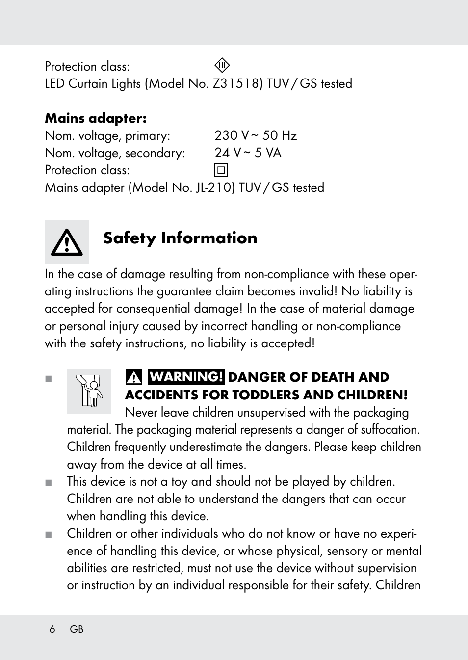 Safety information | Melinera Z31518-BS User Manual | Page 6 / 51