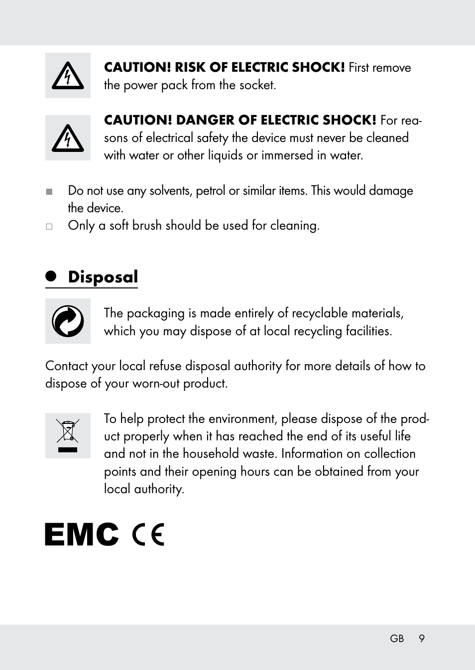 Disposal | Melinera Z31518-BS User Manual | Page 9 / 51