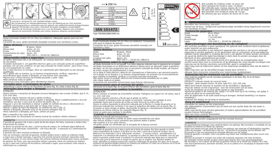 Melinera Illuminated Globe / Illustrated Globe User Manual | 2 pages