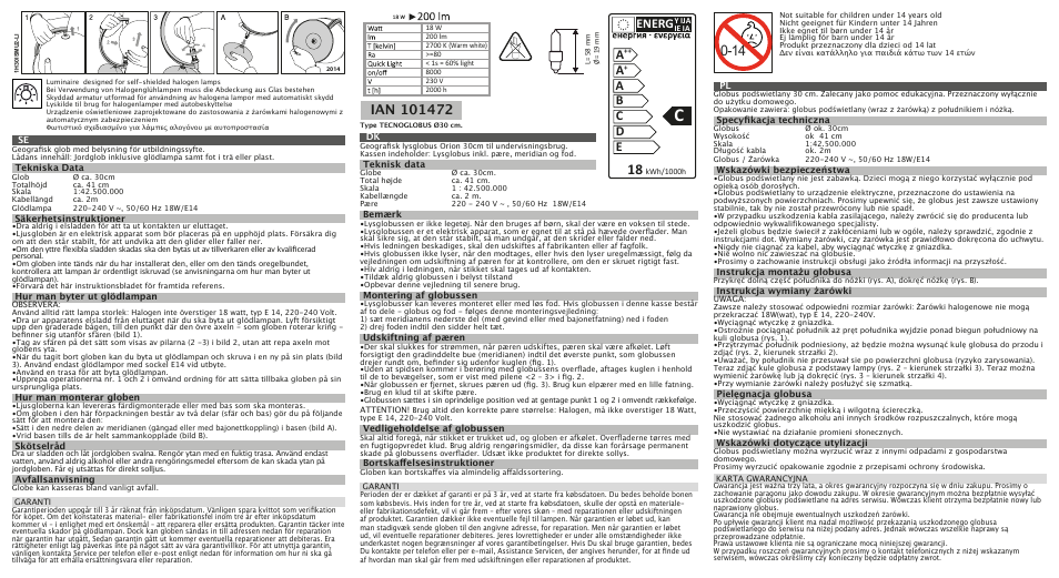 Melinera Illuminated Globe / Illustrated Globe User Manual | 2 pages