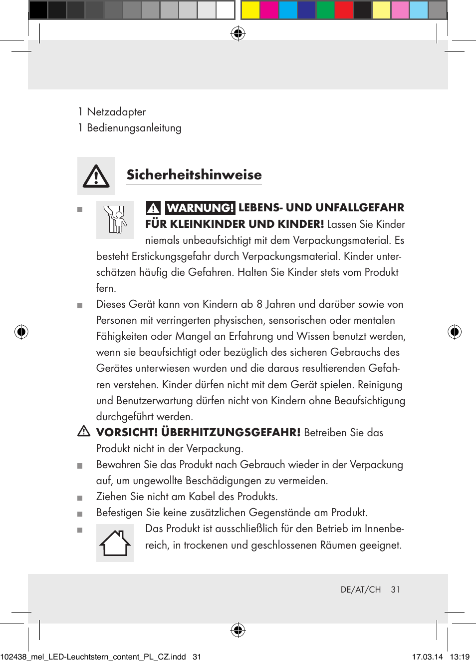 Sicherheitshinweise | Melinera Z31617A-BS/Z31617B-BS/ Z31617C-BS User Manual | Page 31 / 36