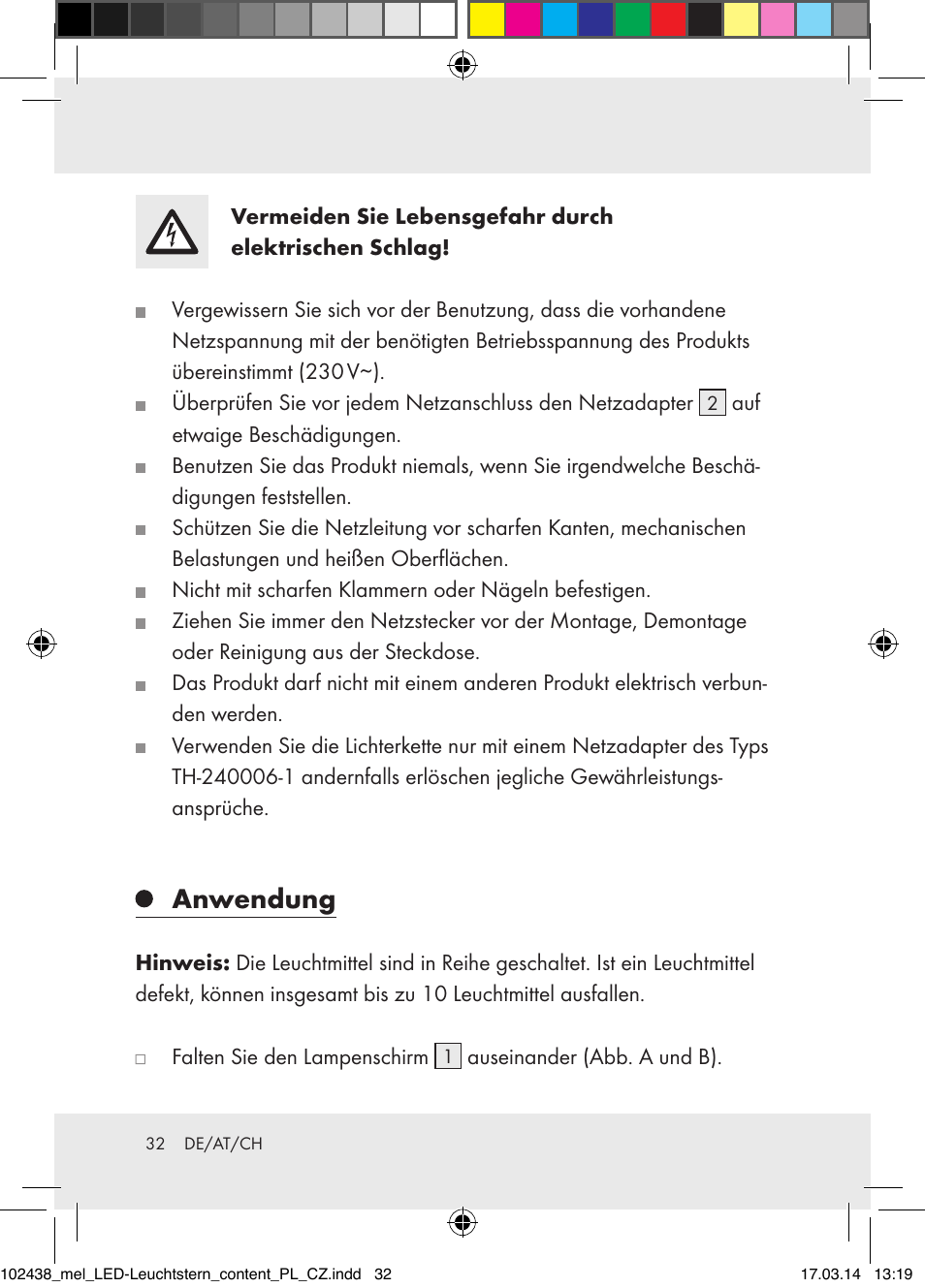 Anwendung | Melinera Z31617A-BS/Z31617B-BS/ Z31617C-BS User Manual | Page 32 / 36