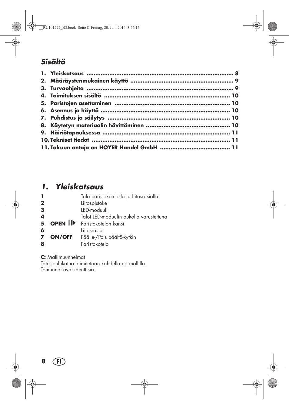 Yleiskatsaus, Sisältö | Melinera MWBA 5 A1 User Manual | Page 10 / 46