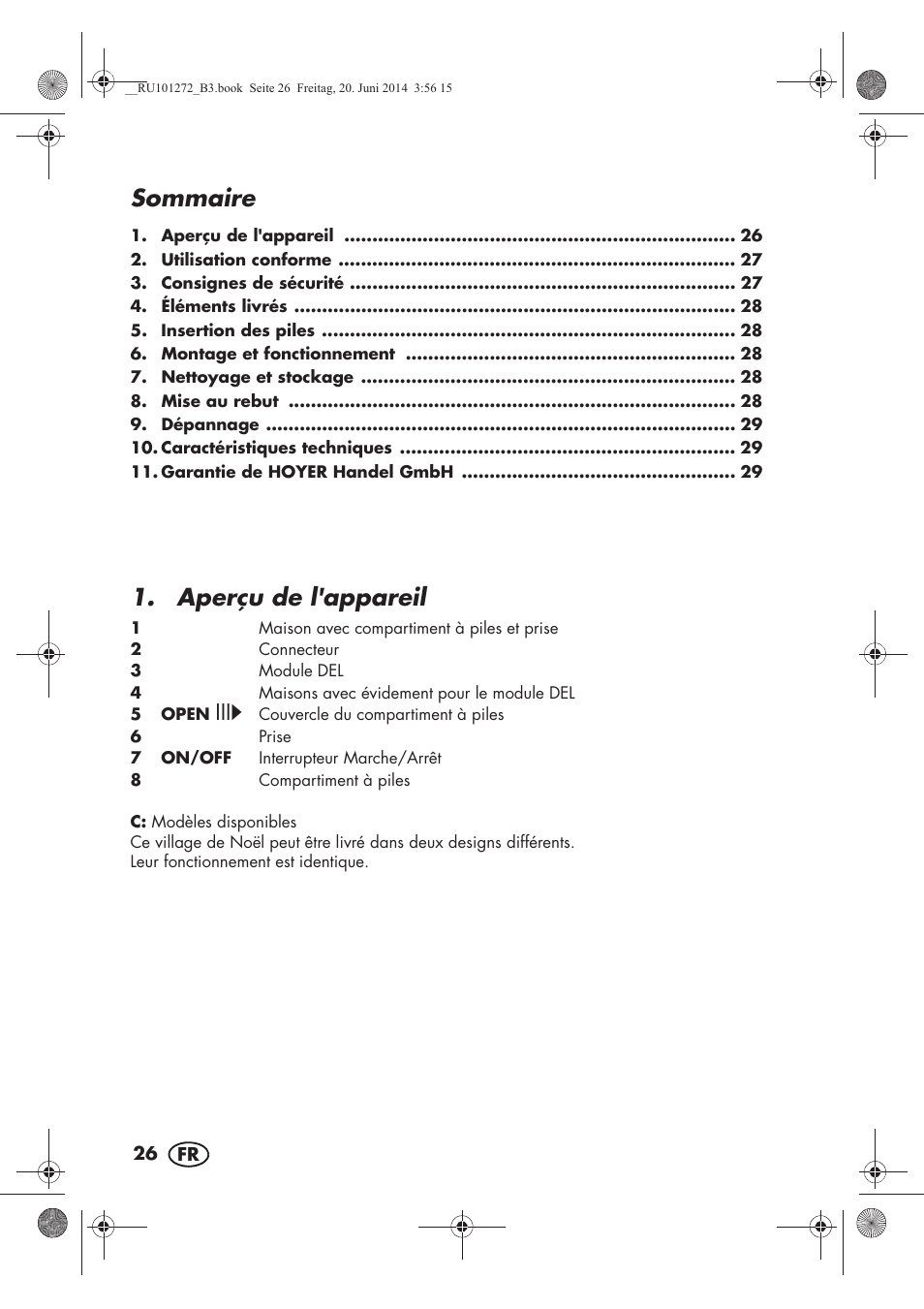 Sommaire, Aperçu de l'appareil | Melinera MWBA 5 A1 User Manual | Page 28 / 46