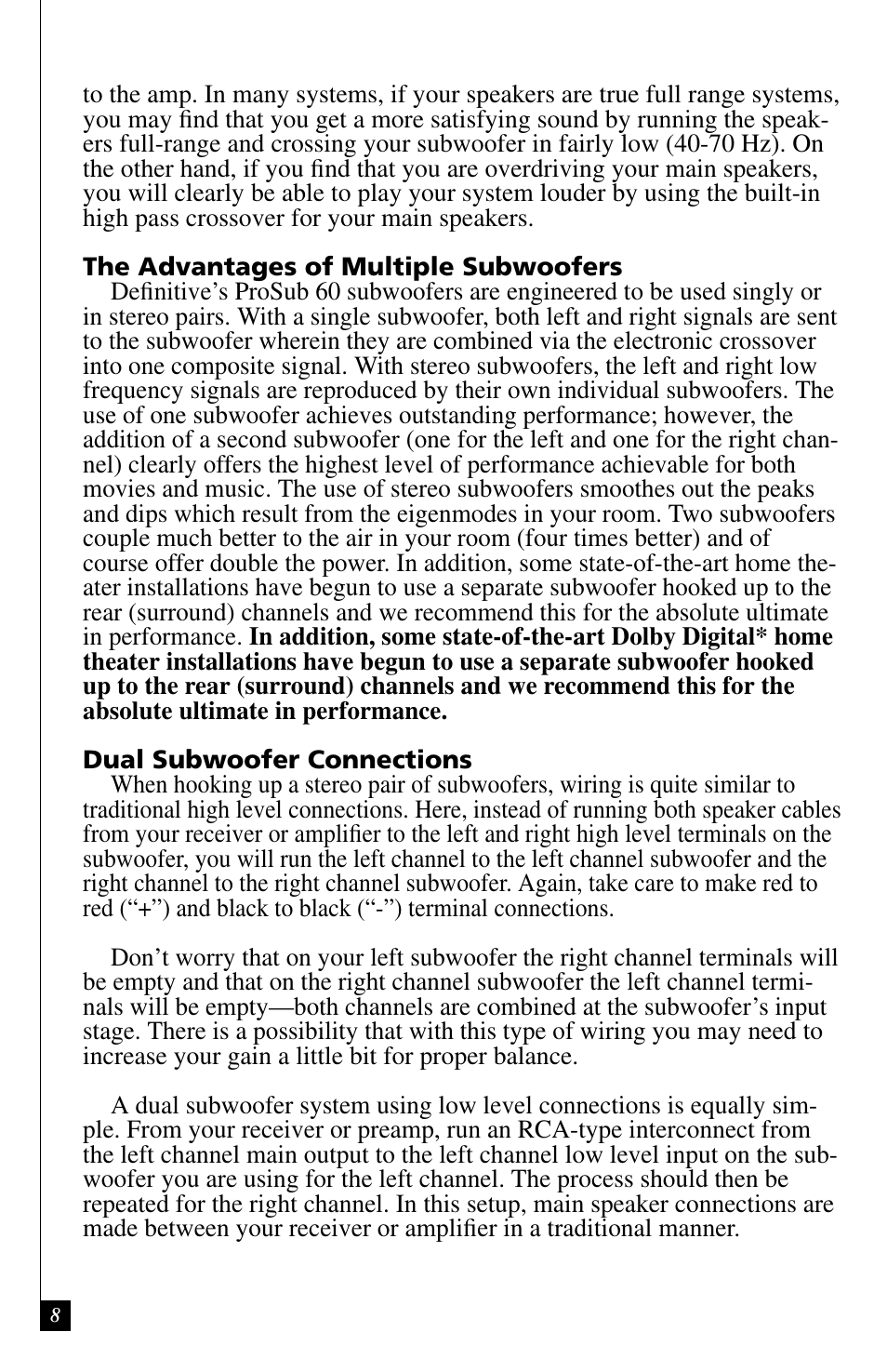 Definitive Technology ProSub 60 User Manual | Page 8 / 12