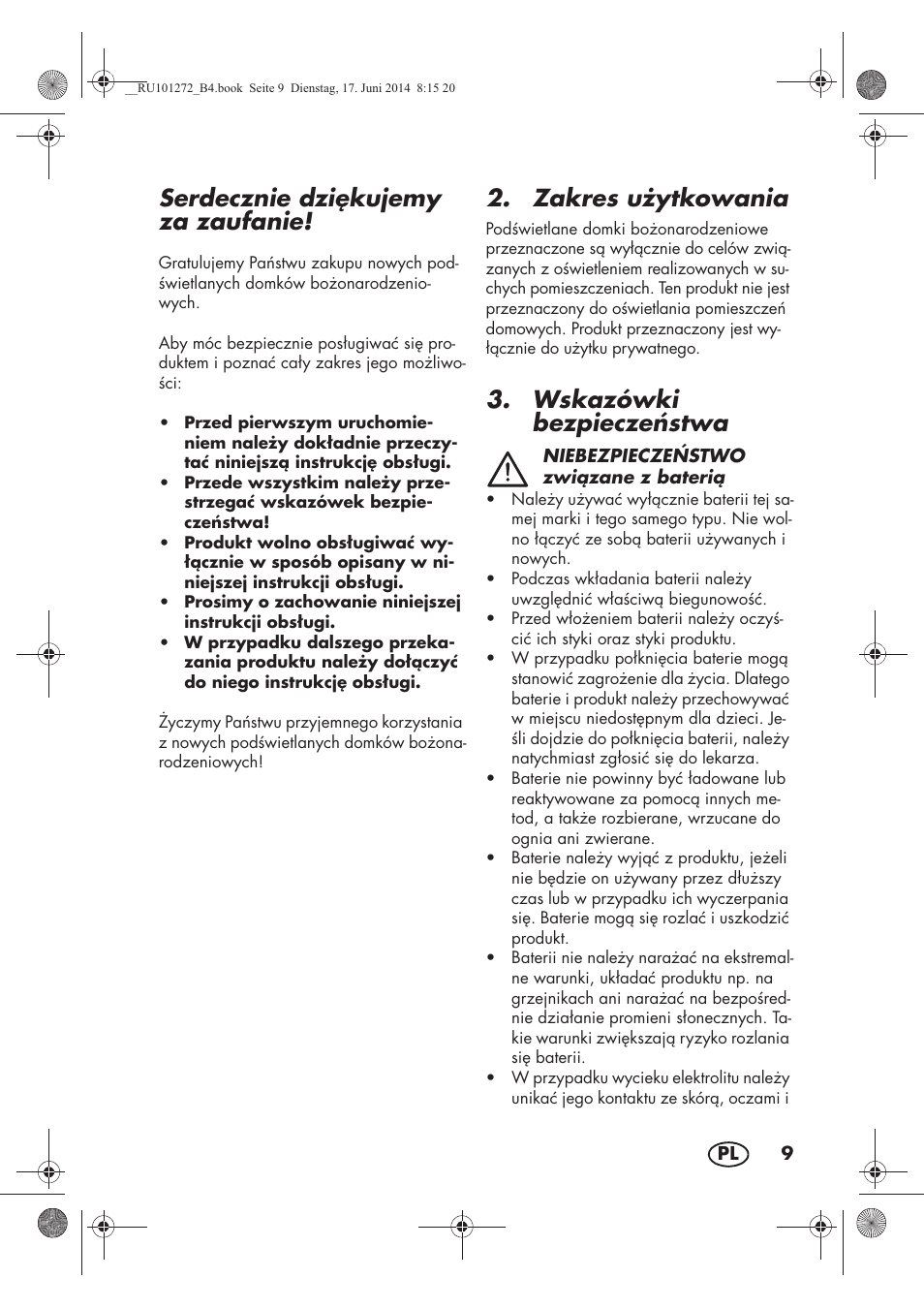Serdecznie dzikujemy za zaufanie, Zakres u ytkowania, Wskazówki bezpiecze stwa | Melinera MWBA 5 A1 User Manual | Page 11 / 46