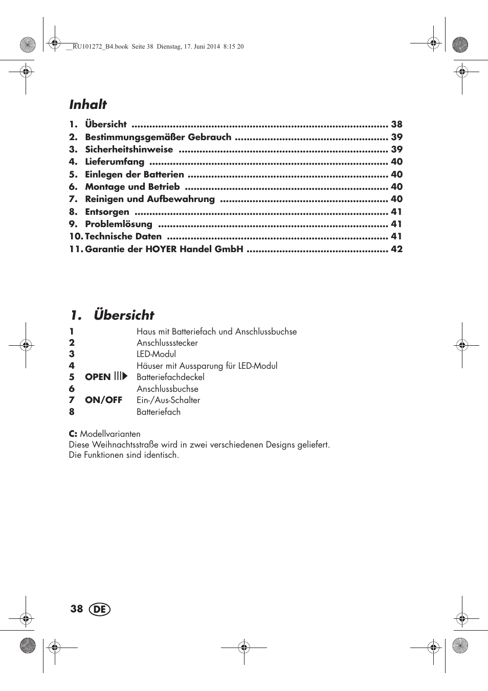 Inhalt, Übersicht | Melinera MWBA 5 A1 User Manual | Page 40 / 46