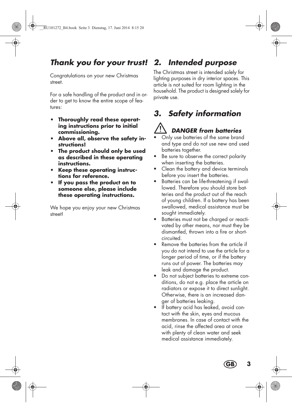 Intended purpose, Safety information | Melinera MWBA 5 A1 User Manual | Page 5 / 46