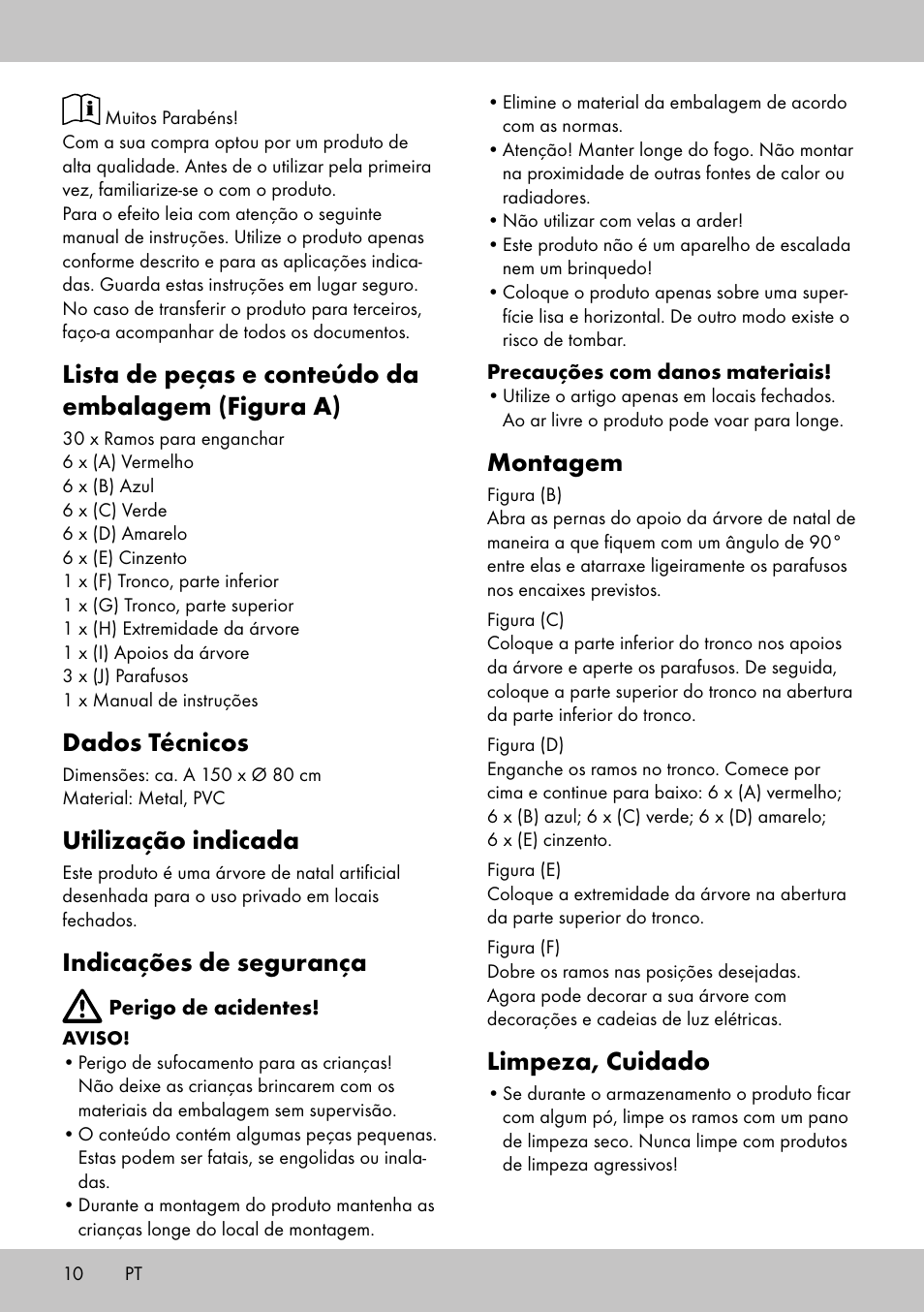 Lista de peças e conteúdo da embalagem (figura a), Dados técnicos, Utilização indicada | Indicações de segurança, Montagem, Limpeza, cuidado | Melinera WB-1660 User Manual | Page 8 / 14