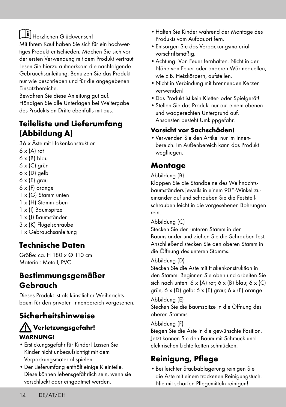 Teileliste und lieferumfang (abbildung a), Technische daten, Bestimmungsgemäßer gebrauch | Sicherheitshinweise, Montage, Reinigung, pflege | Melinera WB-1661 User Manual | Page 12 / 14