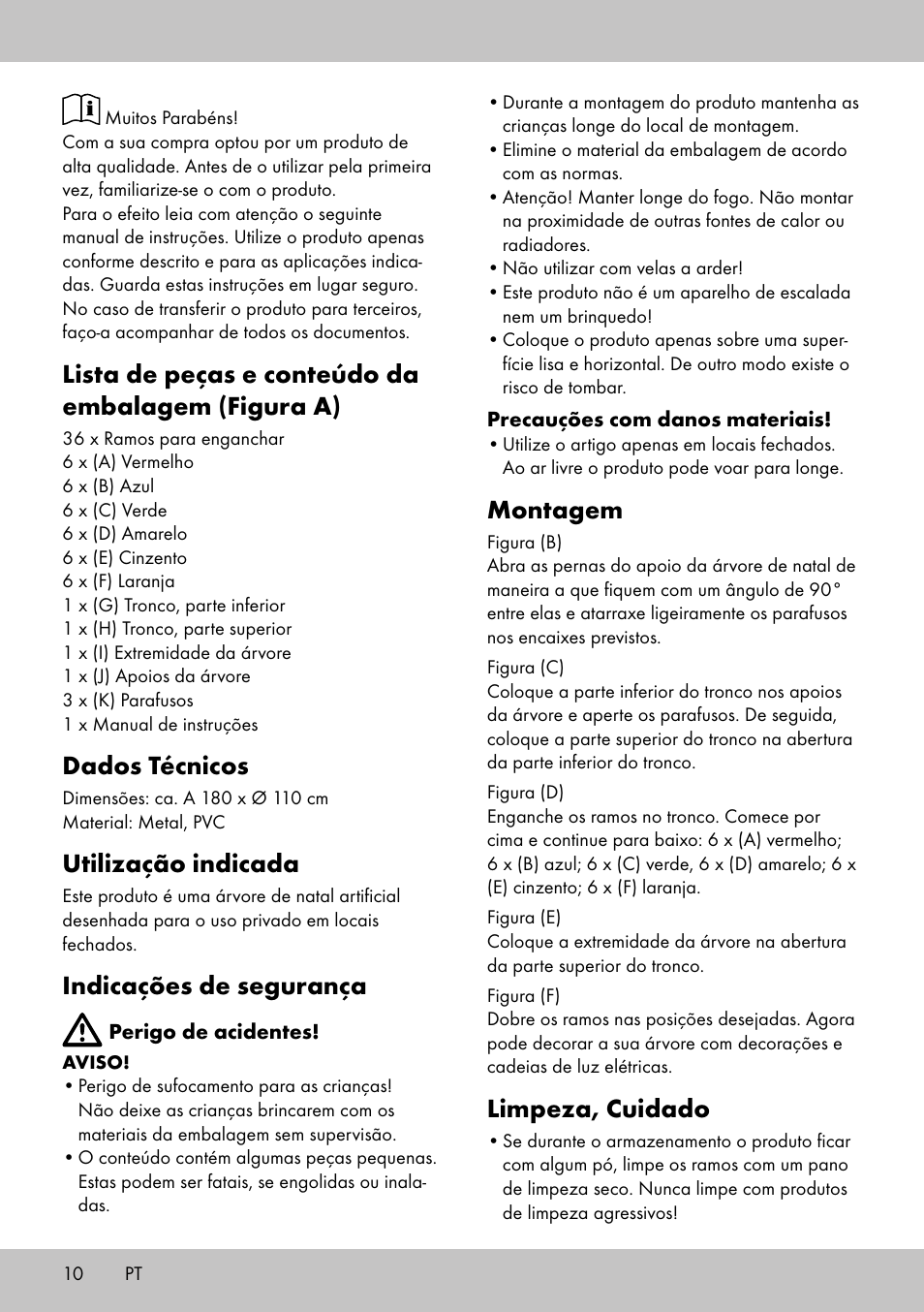 Lista de peças e conteúdo da embalagem (figura a), Dados técnicos, Utilização indicada | Indicações de segurança, Montagem, Limpeza, cuidado | Melinera WB-1661 User Manual | Page 8 / 14