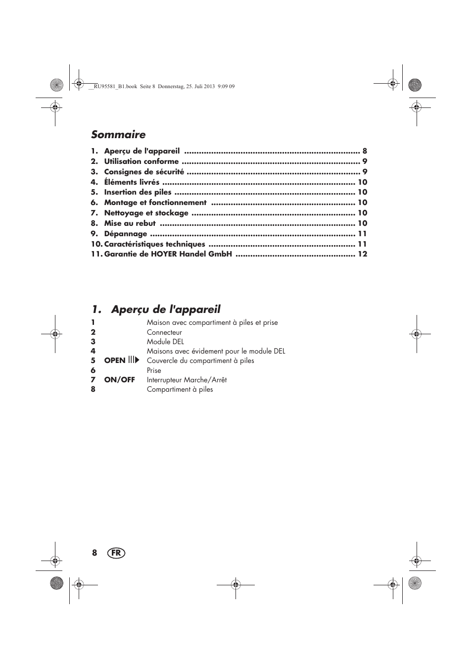 Sommaire, Aperçu de l'appareil | Melinera MWB 5 A1 User Manual | Page 10 / 34