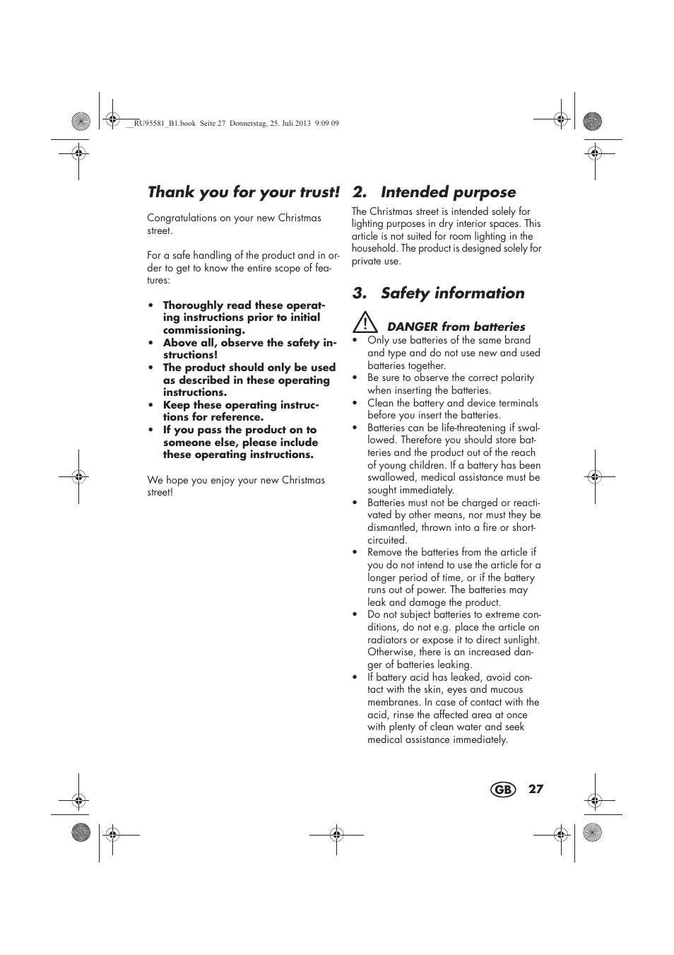 Intended purpose, Safety information | Melinera MWB 5 A1 User Manual | Page 29 / 34