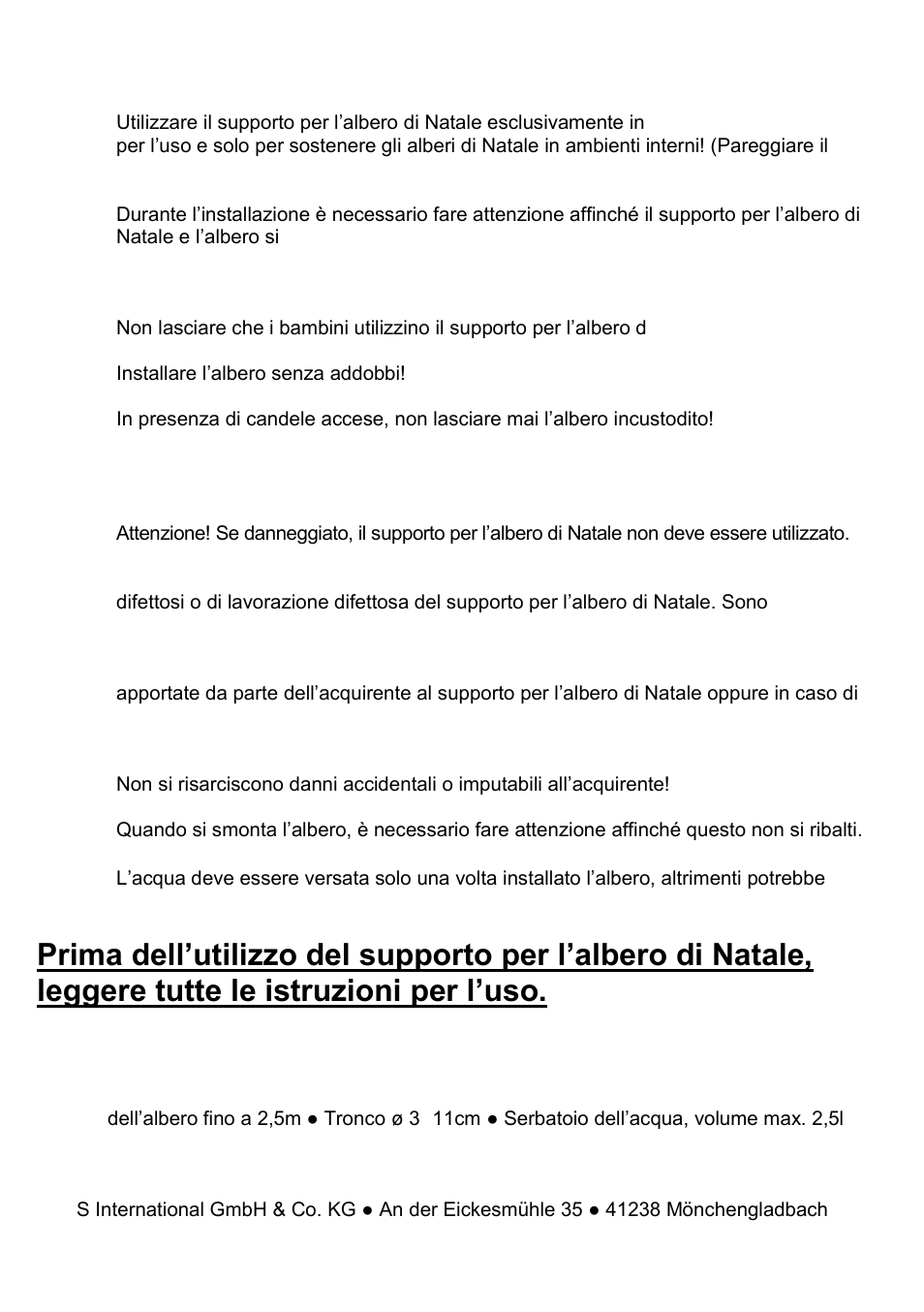 Indicazioni generali di sicurezza, Supporto per albero di natale con pedale | Melinera 3500 User Manual | Page 9 / 17