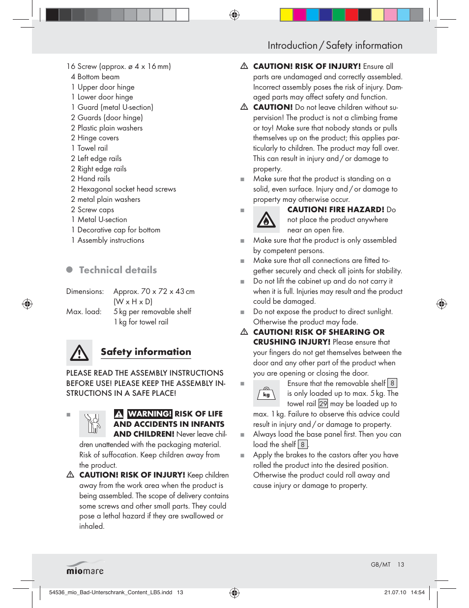 Introduction / safety information, Technical details, Safety information | Miomare Z30374 User Manual | Page 11 / 23