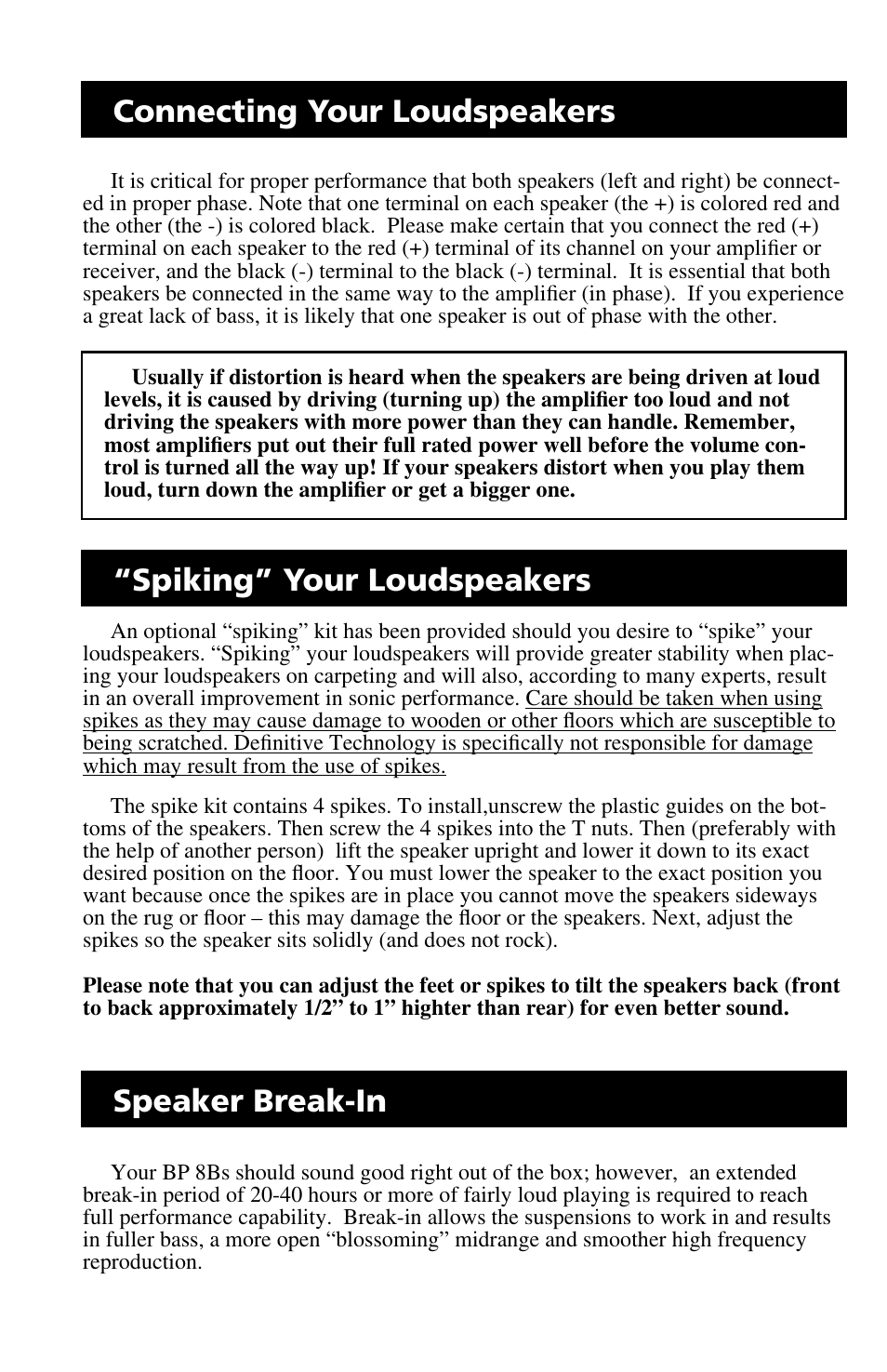 Definitive Technology BP 8B User Manual | Page 2 / 4