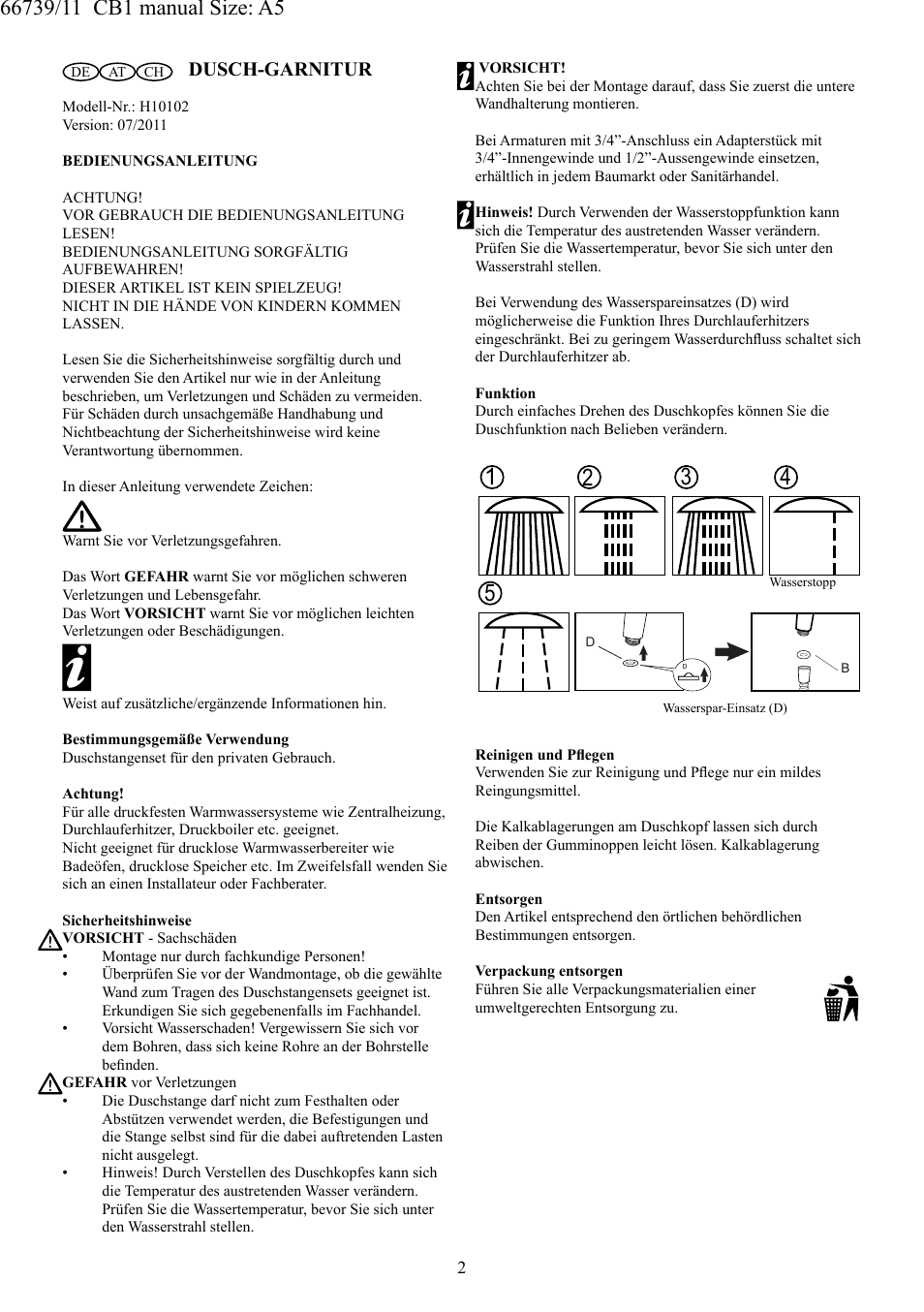 Dusch-garnitur | Miomare H10102 User Manual | Page 3 / 7