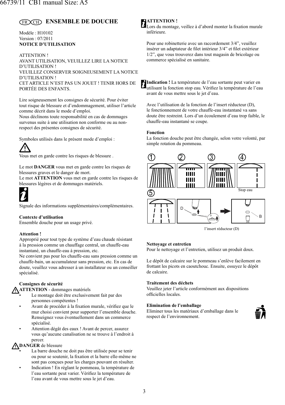 Ensemble de douche | Miomare H10102 User Manual | Page 4 / 7