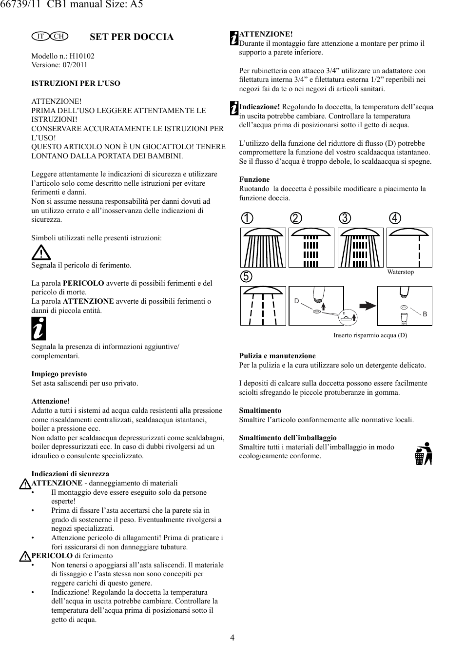 Set per doccia | Miomare H10102 User Manual | Page 5 / 7