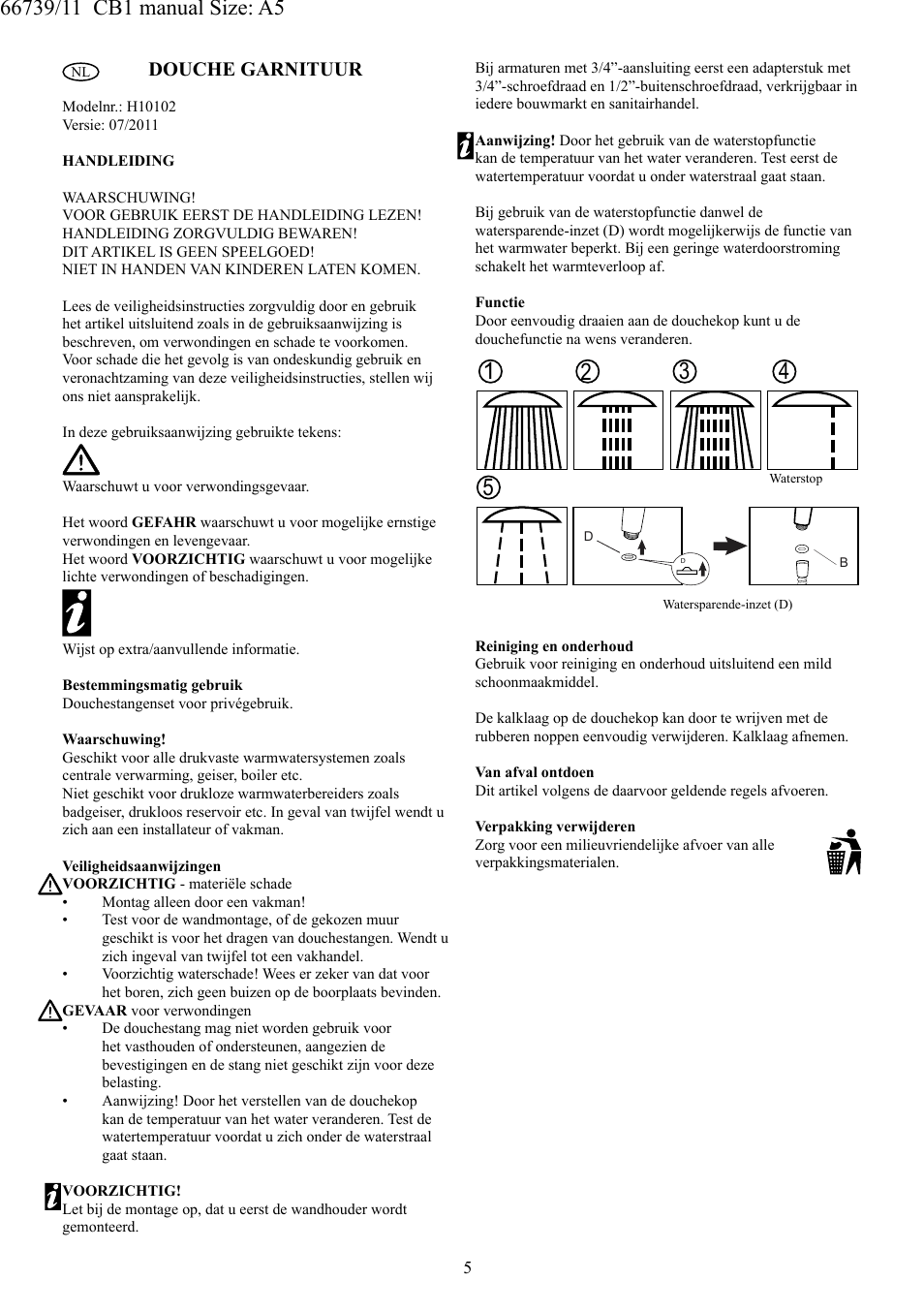 Douche garnituur | Miomare H10102 User Manual | Page 6 / 7
