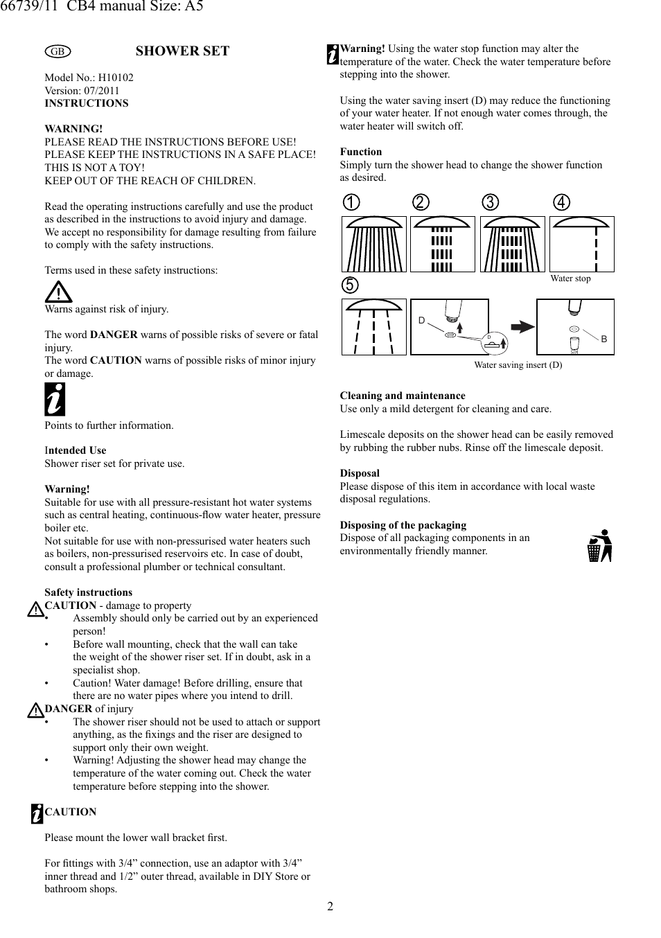 Shower set | Miomare H10102 User Manual | Page 3 / 10