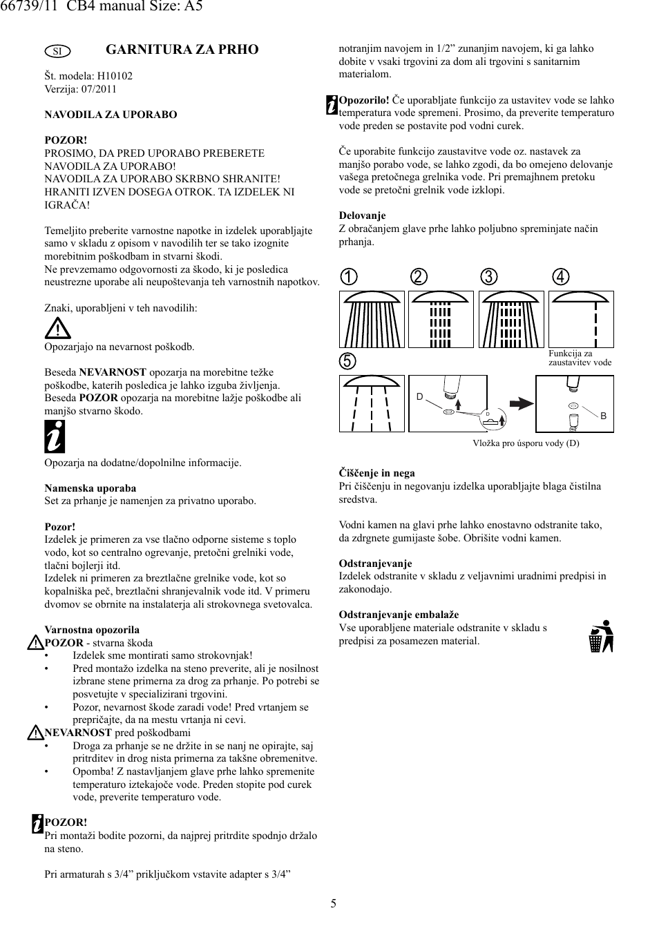 Garnitura za prho | Miomare H10102 User Manual | Page 6 / 10
