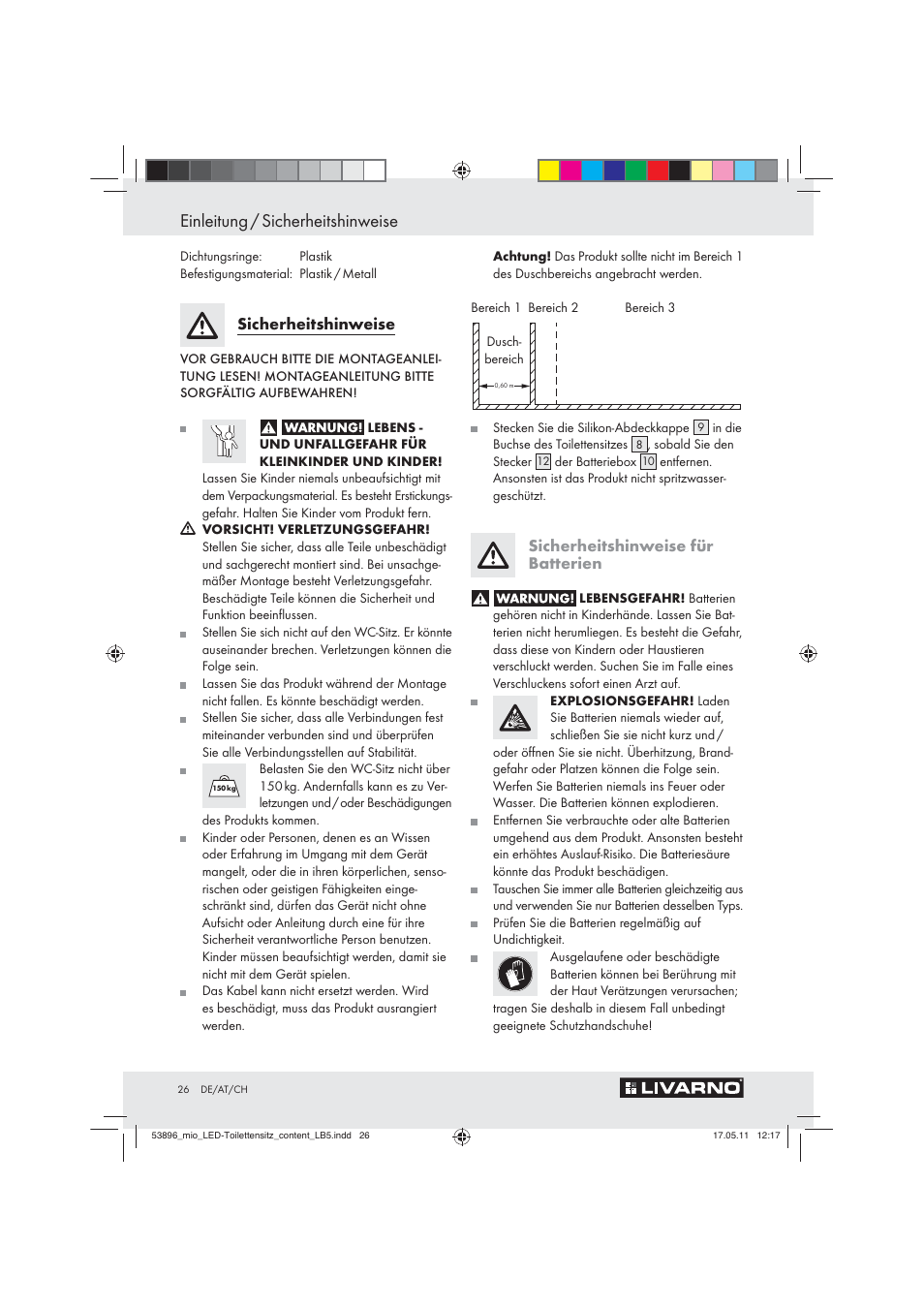 Einleitung / sicherheitshinweise | Miomare Z30397 User Manual | Page 24 / 31