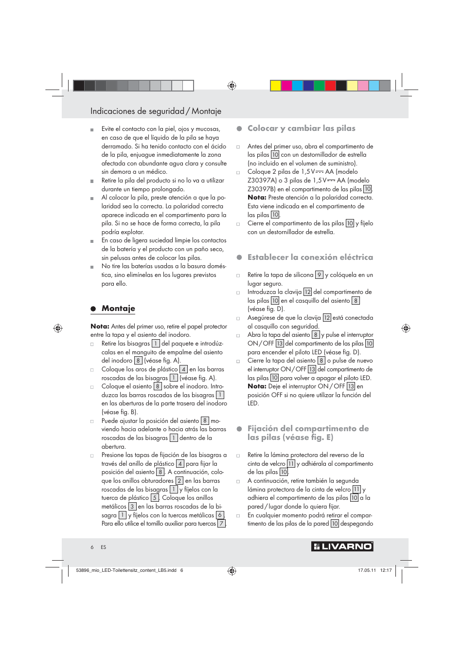 Indicaciones de seguridad / montaje | Miomare Z30397 User Manual | Page 4 / 31