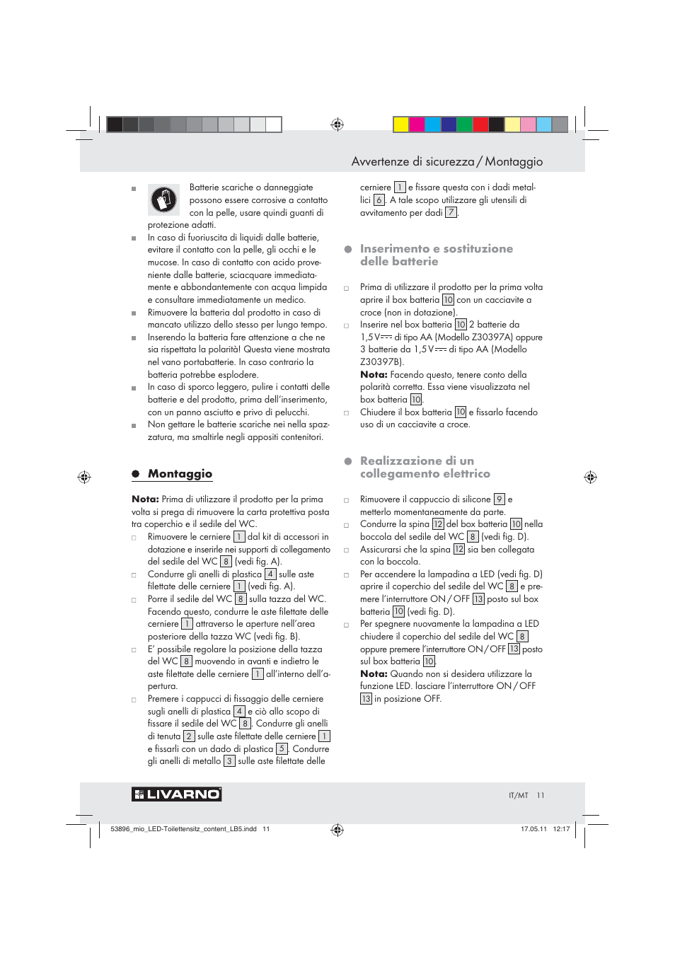 Avvertenze di sicurezza / montaggio | Miomare Z30397 User Manual | Page 9 / 31