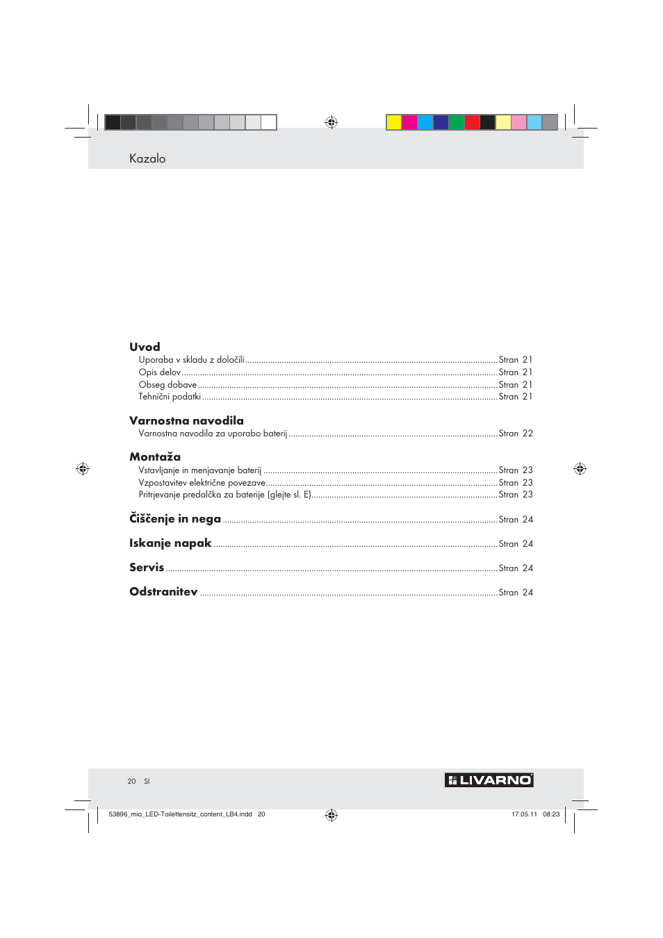 Kazalo | Miomare Z30397 User Manual | Page 18 / 42