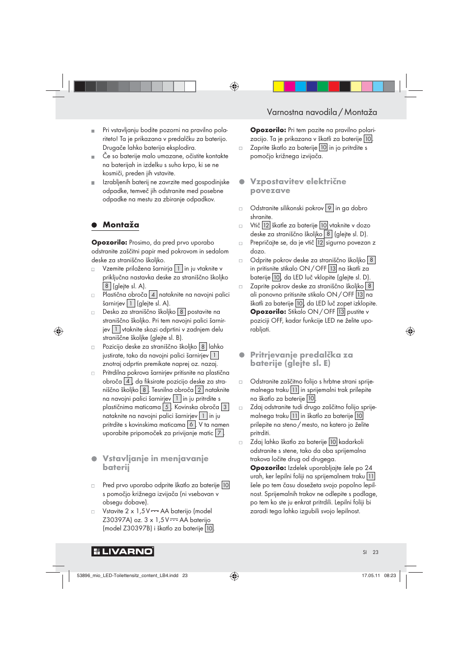 Varnostna navodila / montaža | Miomare Z30397 User Manual | Page 21 / 42