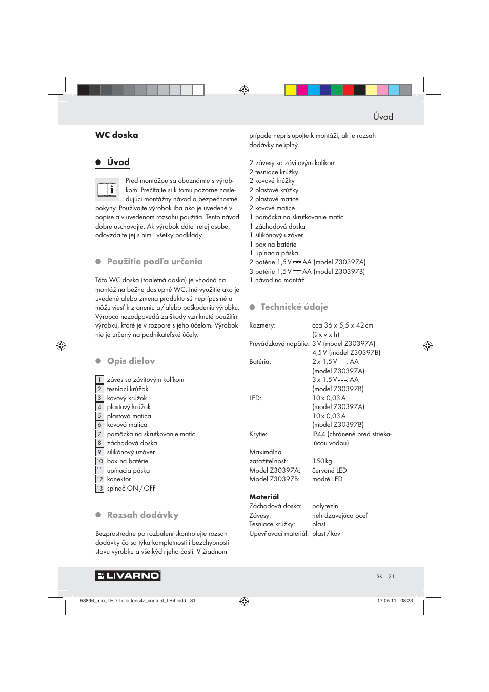 Úvod | Miomare Z30397 User Manual | Page 29 / 42
