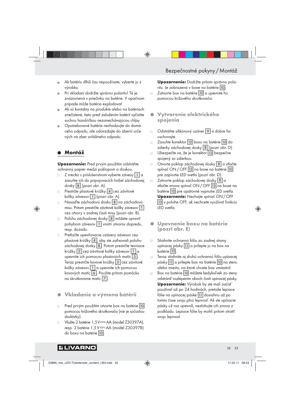 Bezpečnostné pokyny / montáž | Miomare Z30397 User Manual | Page 31 / 42