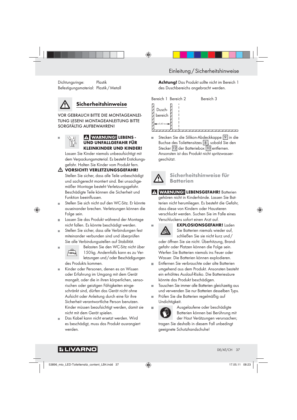 Einleitung / sicherheitshinweise | Miomare Z30397 User Manual | Page 35 / 42
