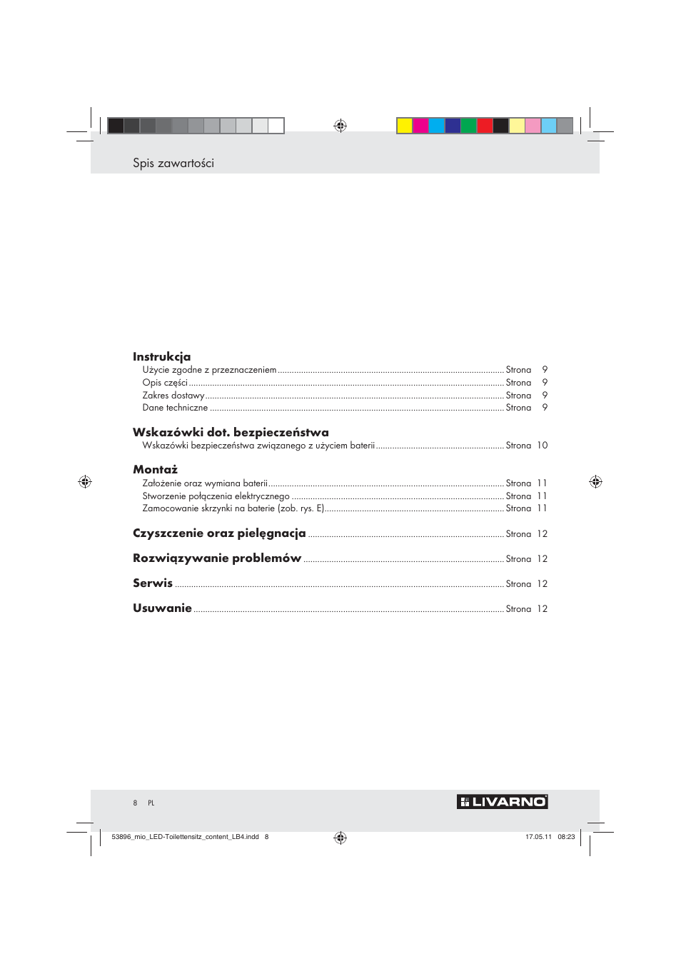 Spis zawartości | Miomare Z30397 User Manual | Page 6 / 42