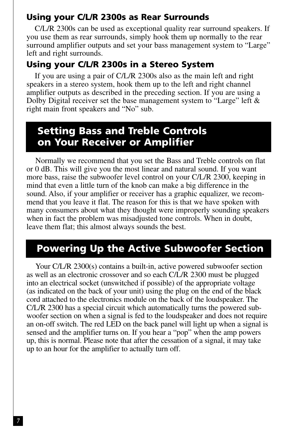 Definitive Technology C/L/R 2300 User Manual | Page 7 / 10