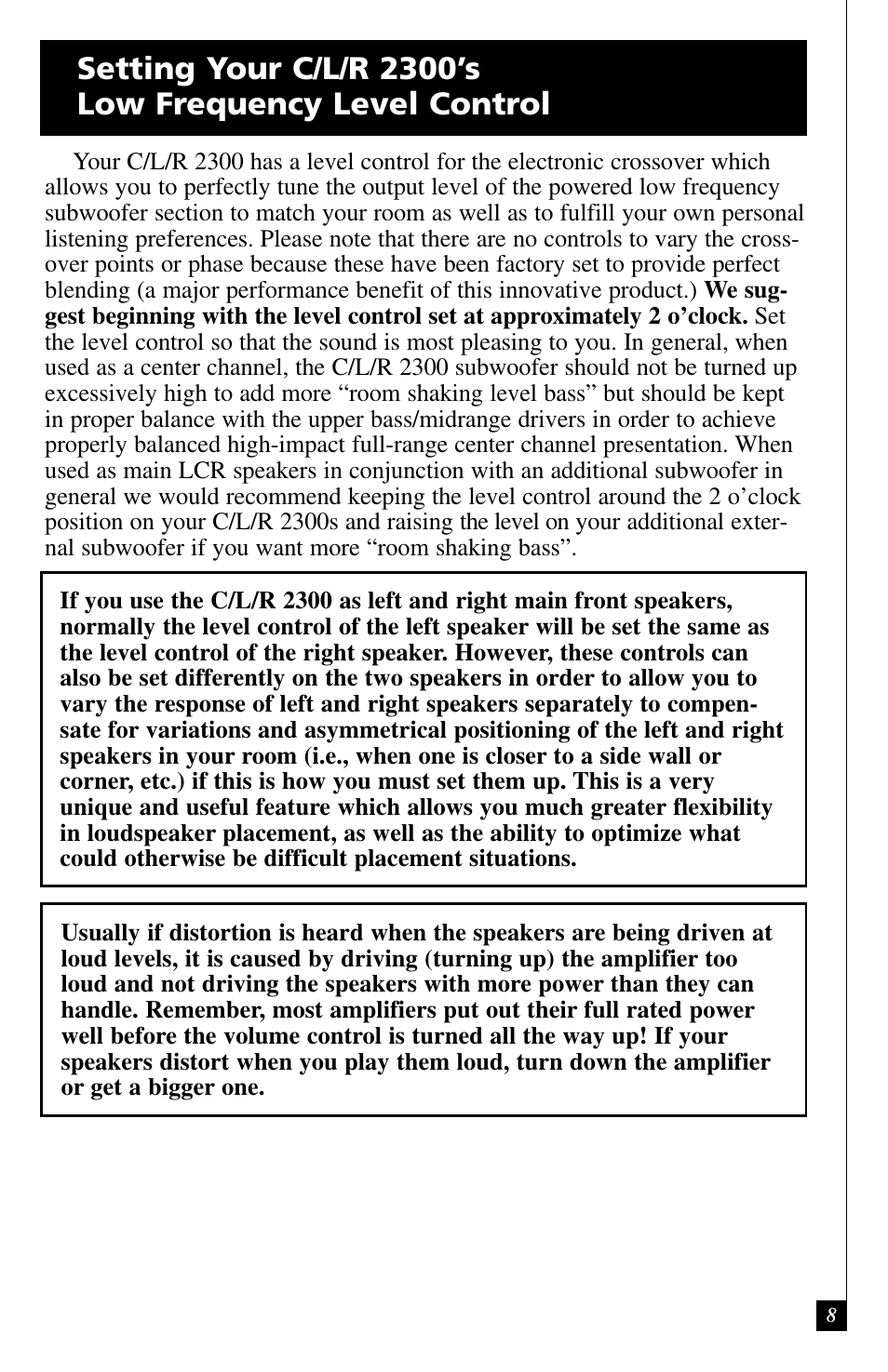 Definitive Technology C/L/R 2300 User Manual | Page 8 / 10
