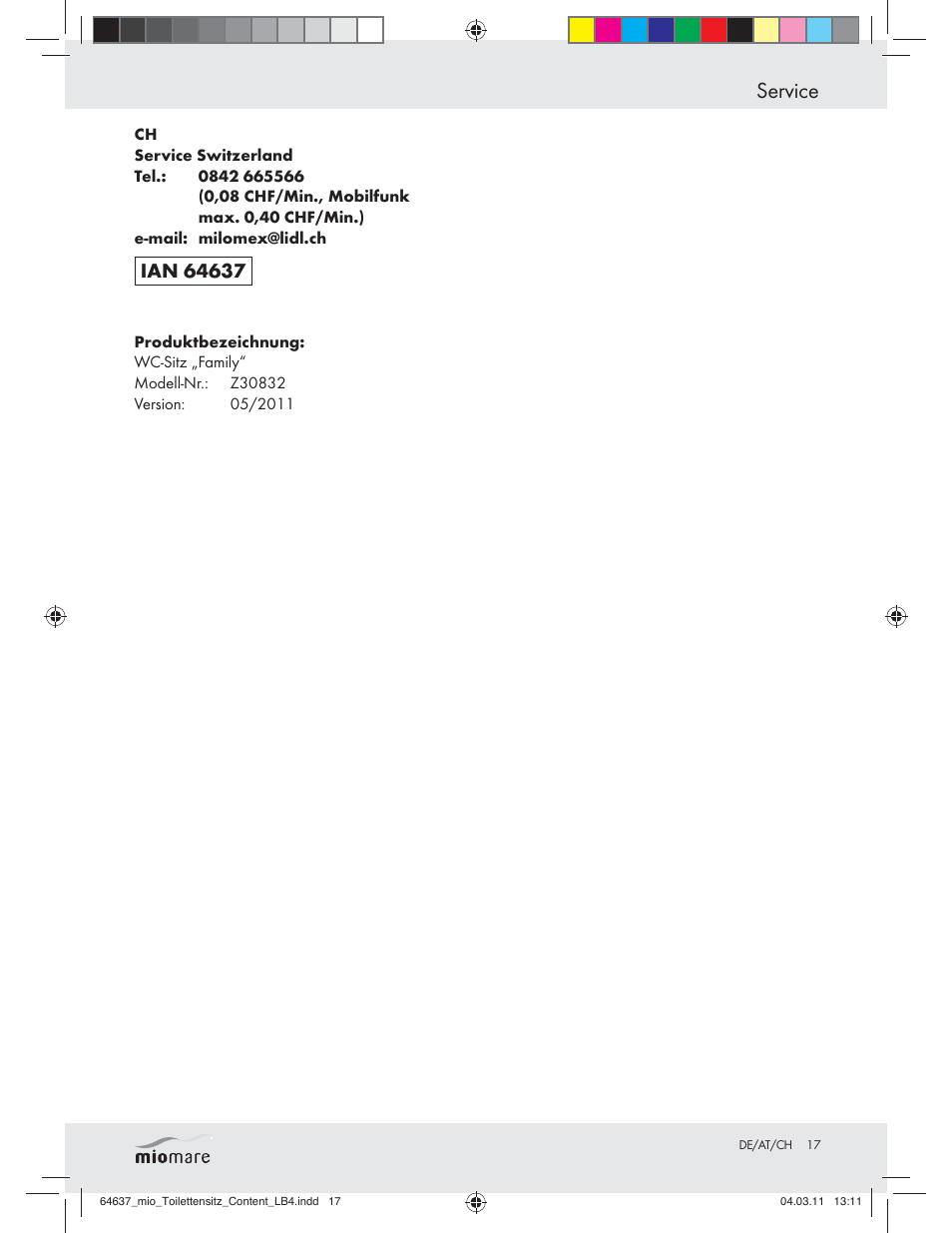 Service | Miomare Z30832 User Manual | Page 15 / 16