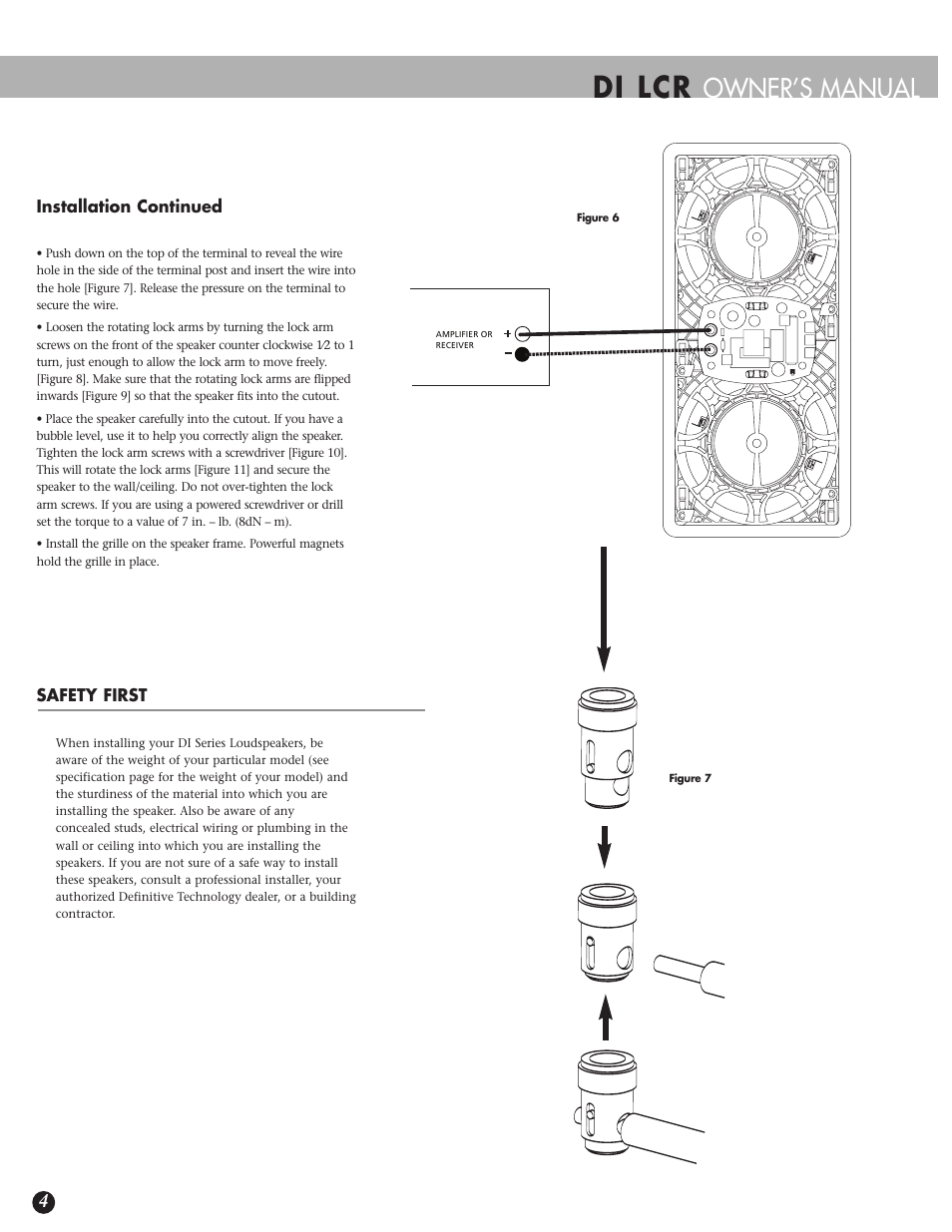 Di lcr, Owner’s manual | Definitive Technology 6.5LCR User Manual | Page 4 / 8