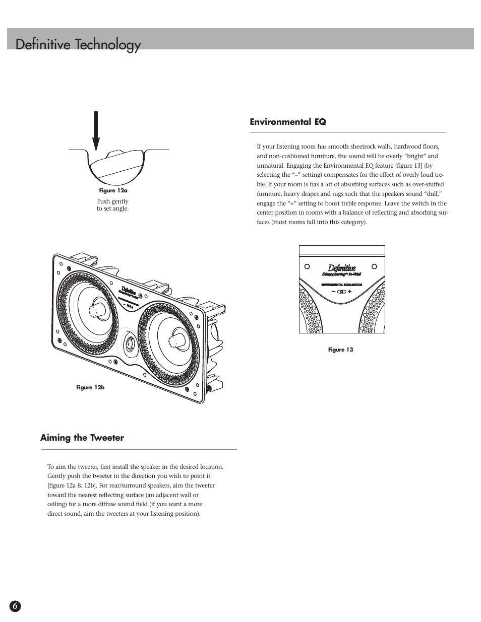 Definitive technology, Aiming the tweeter, Environmental eq | Definitive Technology 6.5LCR User Manual | Page 6 / 8