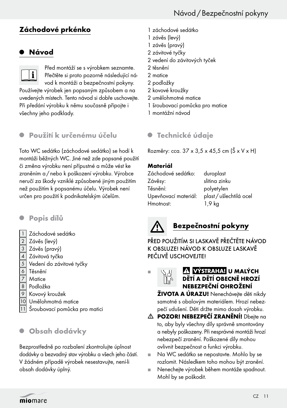 Miomare Z29552A Z29552B User Manual | Page 11 / 18